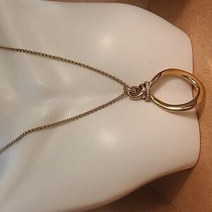 Fossil necklace gold color with gold pendant and faux stones